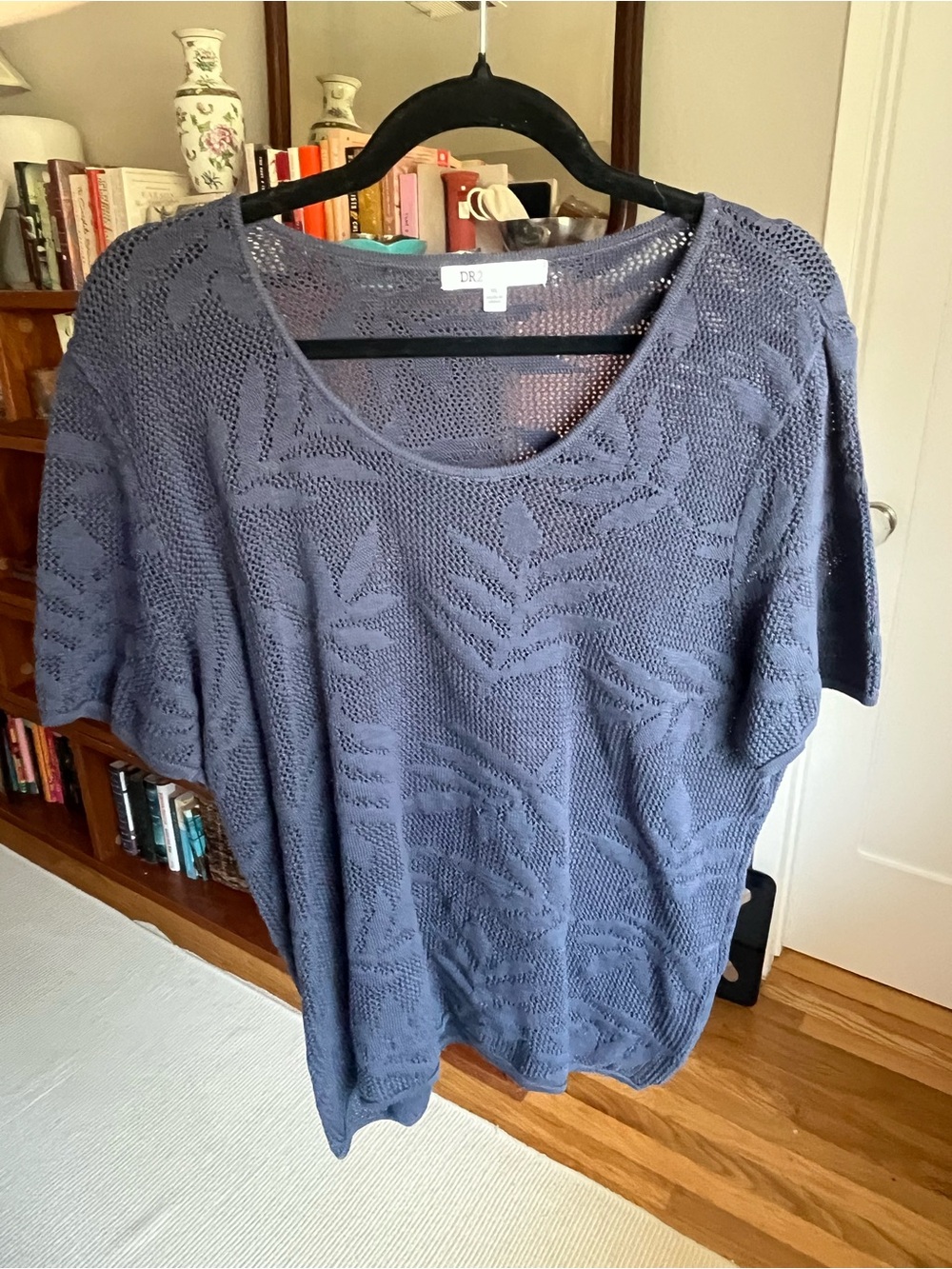 DR2 Navy Open-Knit Short Sleeve Pullover